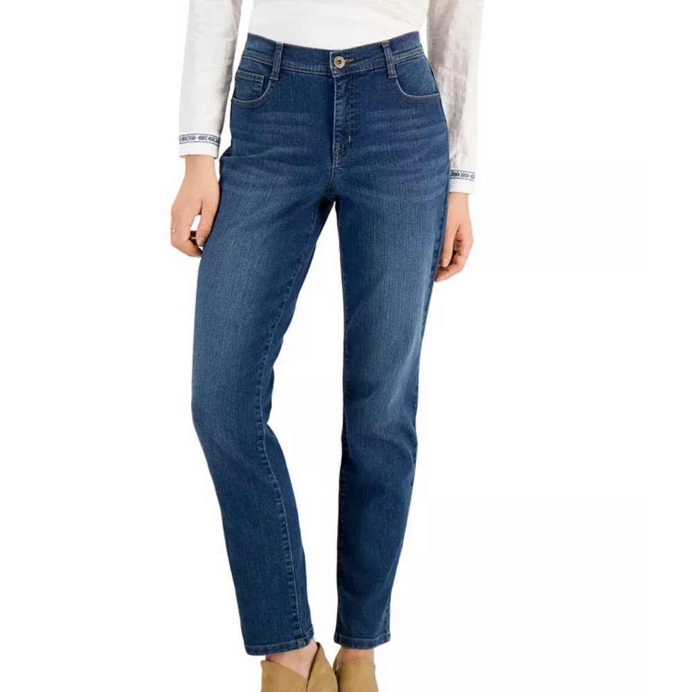 Style & Co Women Petite High Rise Tummy Control Piper Wash Slim Leg Jeans NWT